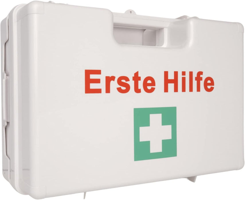 Erste Hilfe Kasten DIN 13169:2021 - MEDIUM (TYP M) in Weiss - mit Wandhalterung