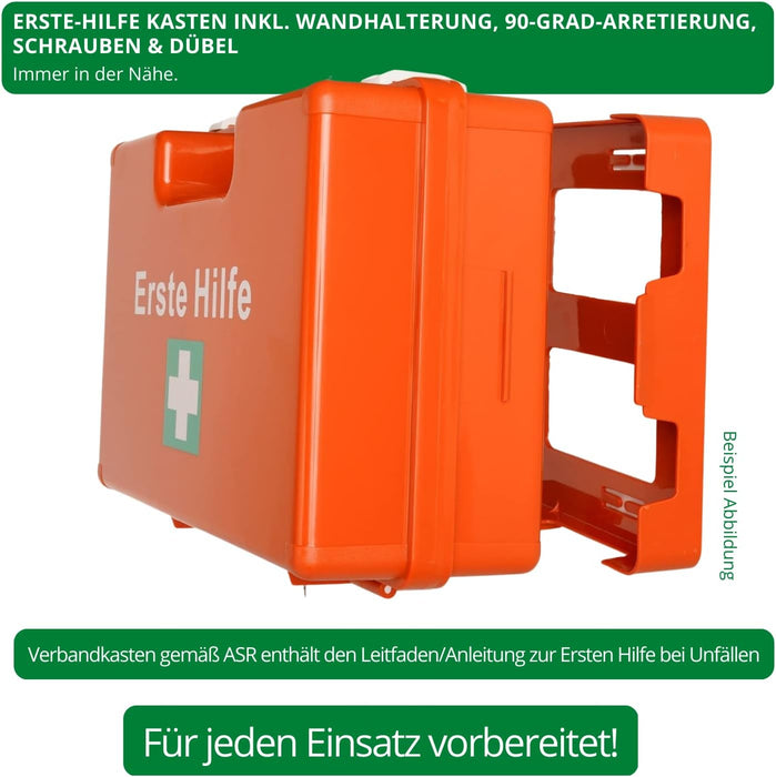 Erste Hilfe Kasten mit DIN 13157:2021 - MEDIUM (TYP M) in Weiß - mit Wandhalterung