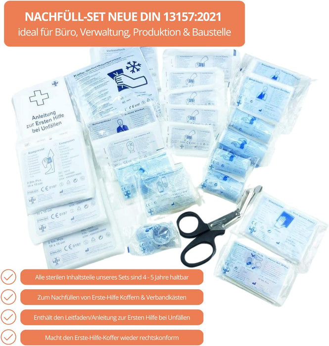 Nachfüllset DIN 13157:2021 für Erste-Hilfe Koffer & Verbandkasten